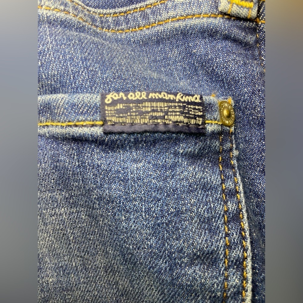 7 For All Mankind Ankle Skinny Jeans Size 26 Reverse Step Side Panel Mojave Dusk - Picture 9 of 9